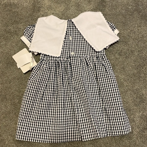 NWT navy gingham 12month girl dress with collar (never worn) - Picture 3 of 4